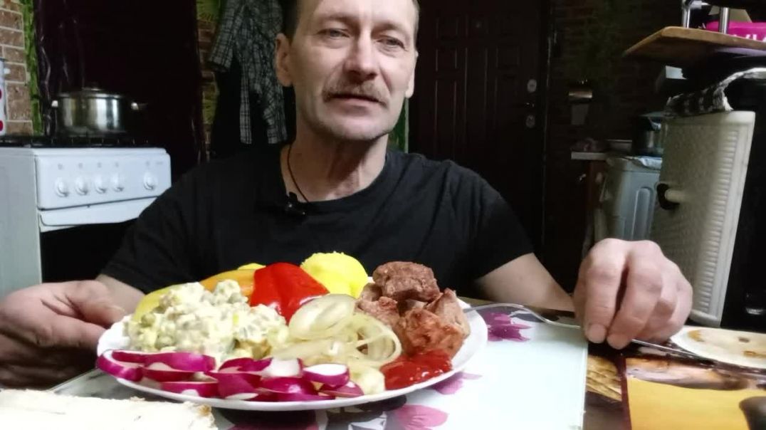 ⁣МУКБАНГ | ШАШЛЫК | ОЛИВЬЕ | 23 - февраля...